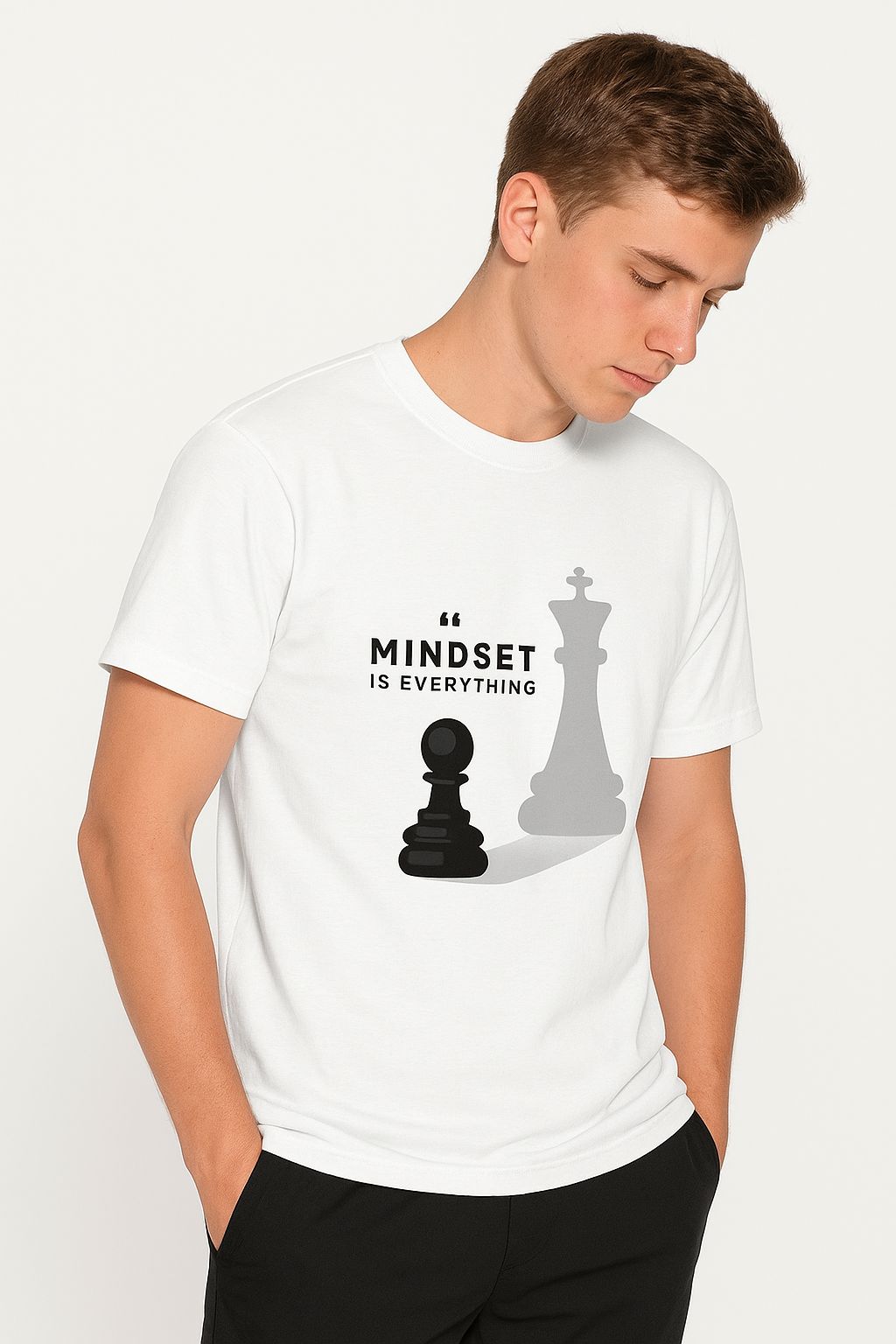 Mindset is Everything T-Shirt, White Cotton,Casual Short Sleeve Tee