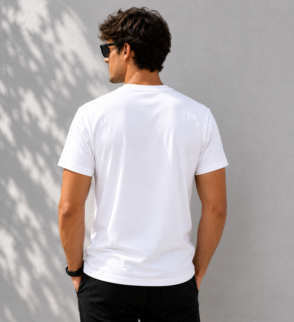 Explore T-Shirt, White Cotton,Casual Short Sleeve Tee
